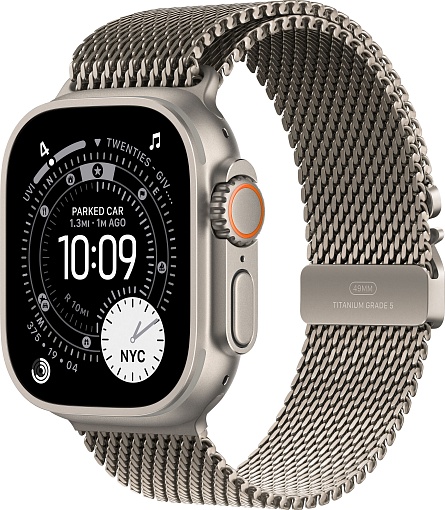 Apple Watch Ultra 3 49mm Natural Titanium, Milanese Loop L