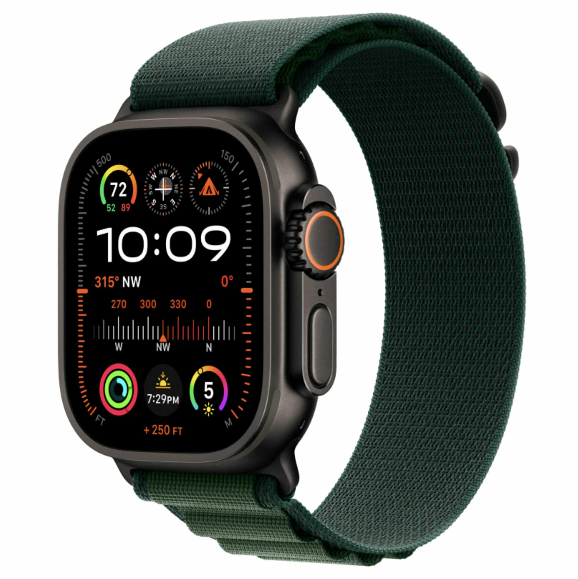 Apple Watch Ultra 2 (2024) 49mm Black Titanium Case with Dark Green Alpine Loop L