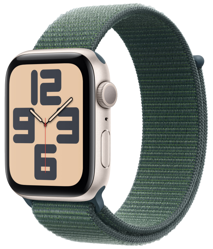 Apple Watch SE 2 (2024) 44mm Starlight — Lake Green Sport Loop One Size