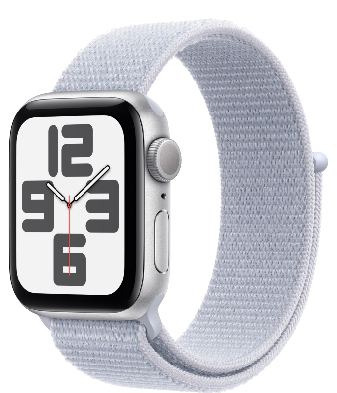 Apple Watch SE 2 (2024) 40mm Silver — Blue Cloud Sport Loop One Size