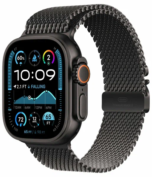 Apple Watch Ultra 2 (2024) 49mm Black Titanium Case with Black Titanium Milanese Loop M