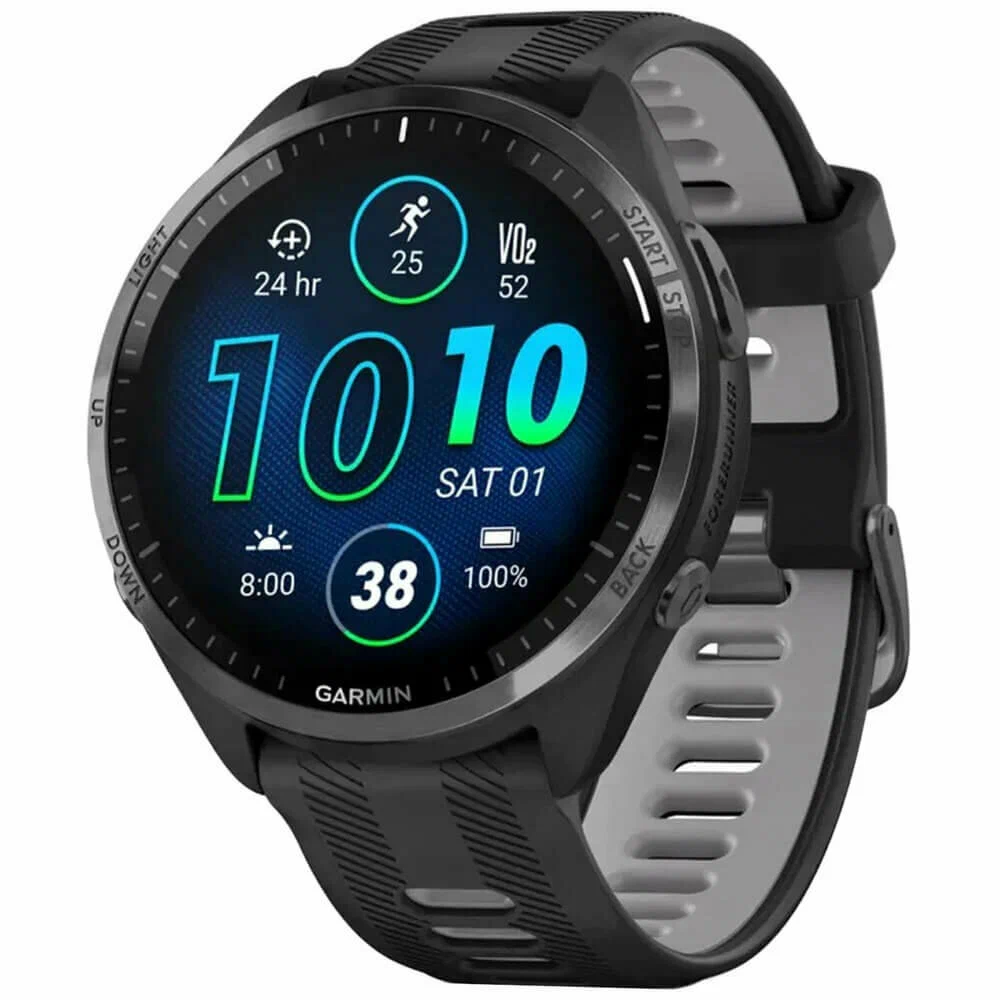 Garmin Forerunner 965 Carbon Gray Powder Gray Silicone Band (010-02809-10)