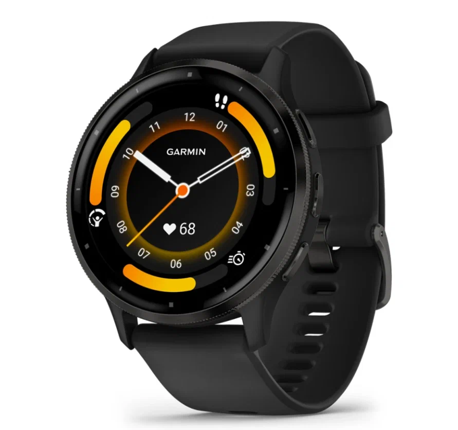 Garmin Venu 3 Slate Stainless Steel Bezel with Black Case and Silicone Band (010-02784-01)