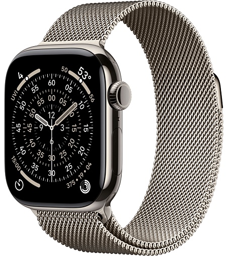 Apple Watch Series 11 46mm Natural Titanium, Milanese Loop M/L