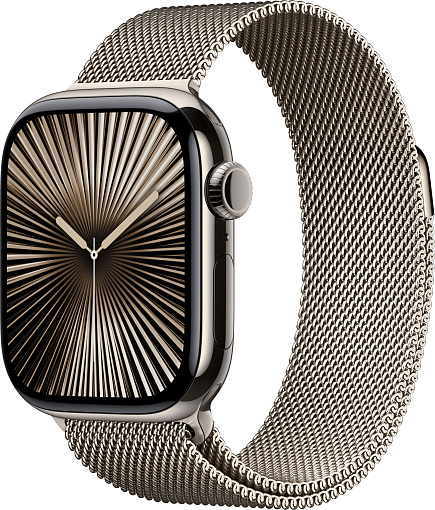 Apple Watch Series 10 46mm Natural Titanium Case with Natural Milanese Loop M/L