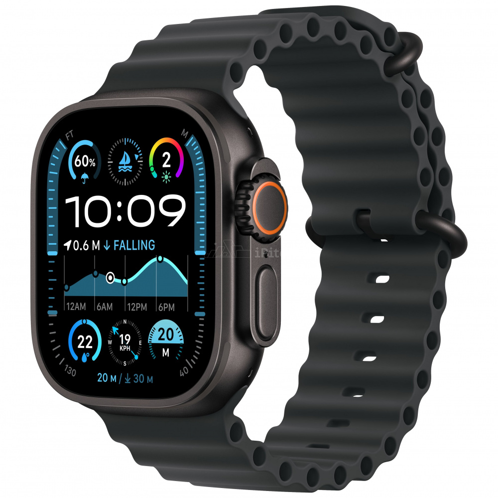 Apple Watch Ultra 2 (2024) 49mm Black Titanium Case with Black Ocean Band One Size