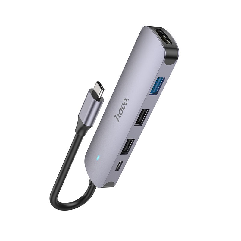Hoco HB27/ Type-C хаб 5в1 (USB-C + 2 x USB2.0 + USB3.0 + HDMI)