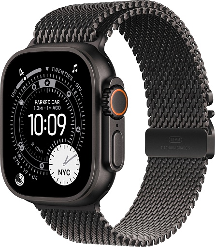 Apple Watch Ultra 3 49mm Black Titanium, Milanese Loop L