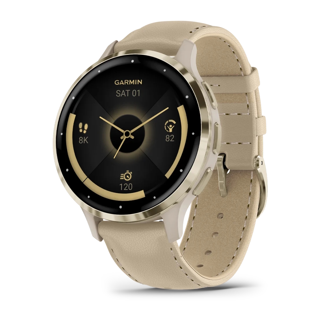 Garmin Venu 3S Soft Gold/French Grey Leather Band (010-02785-55)