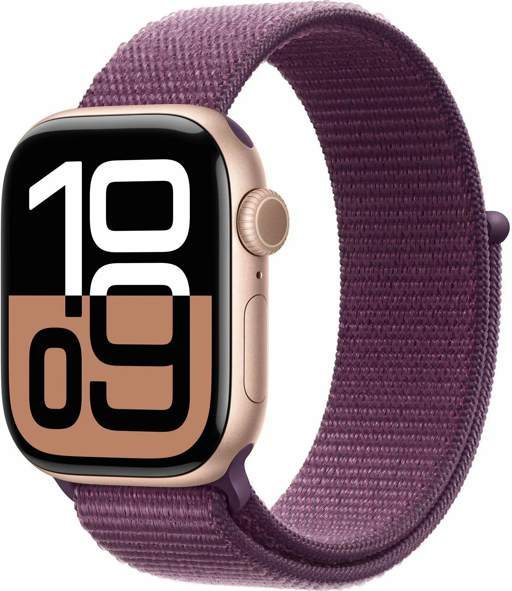 Apple Watch Series 10 46mm Rose Gold Case with Plum Sport Loop One Size