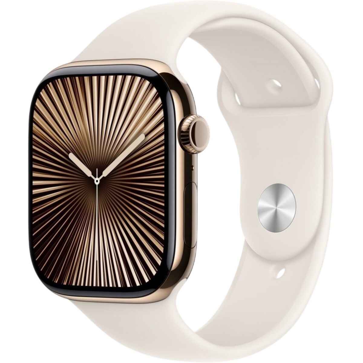 Apple Watch Series 10 46mm Gold Titanium Case with Starlight Sport Band S/M
