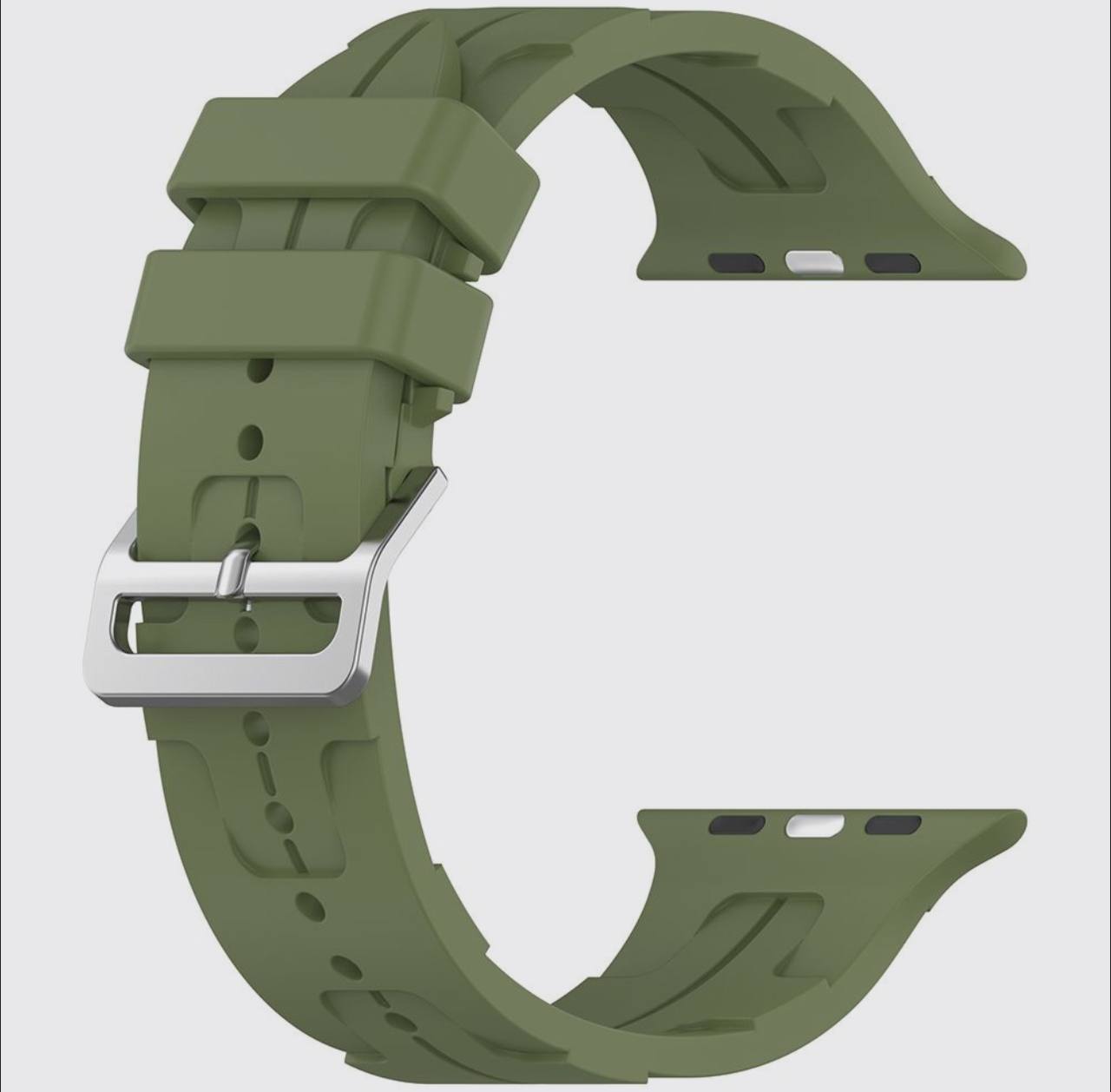 Ремешок для Apple Watch 42/44/45/49 Hermes silicone Темно зеленый