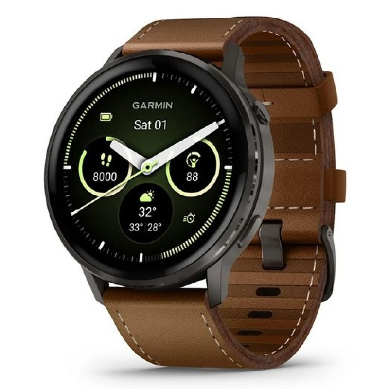 Garmin Venu 4 45mm Slate with Black Silicone Band and Brown Leather Band (010-03014-03)